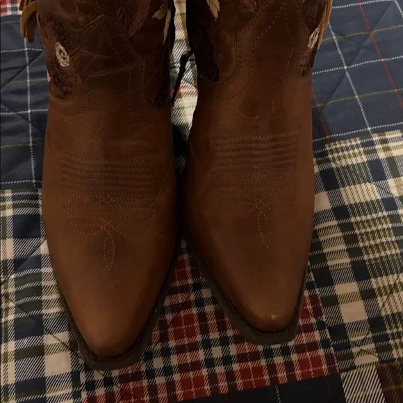 Ariat Tan Floral Fringe Heeled Boots - Picture 2 of 6